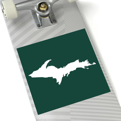 Michigan Upper Peninsula Square Sticker (Green w/ UP Outline) | Indoor/Outdoor