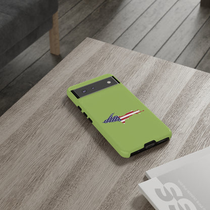 Michigan Upper Peninsula Tough Phone Case (Gooseberry Green w/ UP USA Flag Outline) | Samsung & Pixel Android