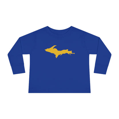 Michigan Upper Peninsula T-Shirt (w/ Gold UP Outline) | Toddler Long Sleeve