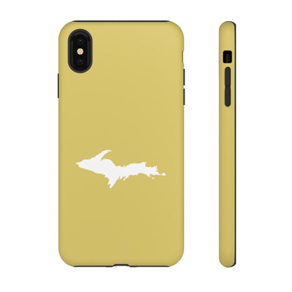 Michigan Upper Peninsula Tough Phone Case (Plum Yellow w/ UP Outline) | Apple iPhone