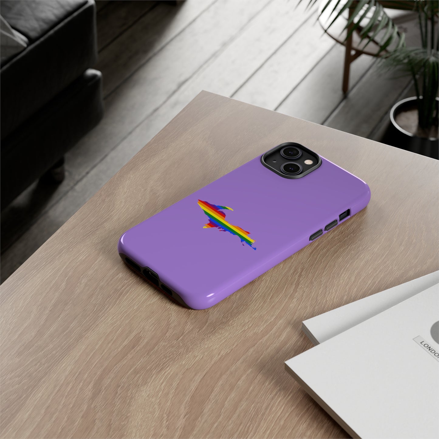 Michigan Upper Peninsula Tough Phone Case (Lavender w/ UP Pride Flag Outline) | Apple iPhone