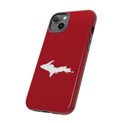 Michigan Upper Peninsula Tough Phone Case (Thimbleberry Red w/ UP Outline) | Apple iPhone