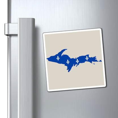 Michigan Upper Peninsula Square Magnet (Canvas Color w/ UP Quebec Flag Outline)