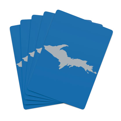 Michigan Upper Peninsula Poker Cards (Azure w/ Silver UP Outline)