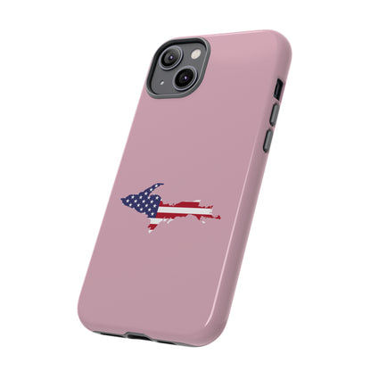 Michigan Upper Peninsula Tough Phone Case (Pink w/ UP USA Flag Outline) | Apple iPhone