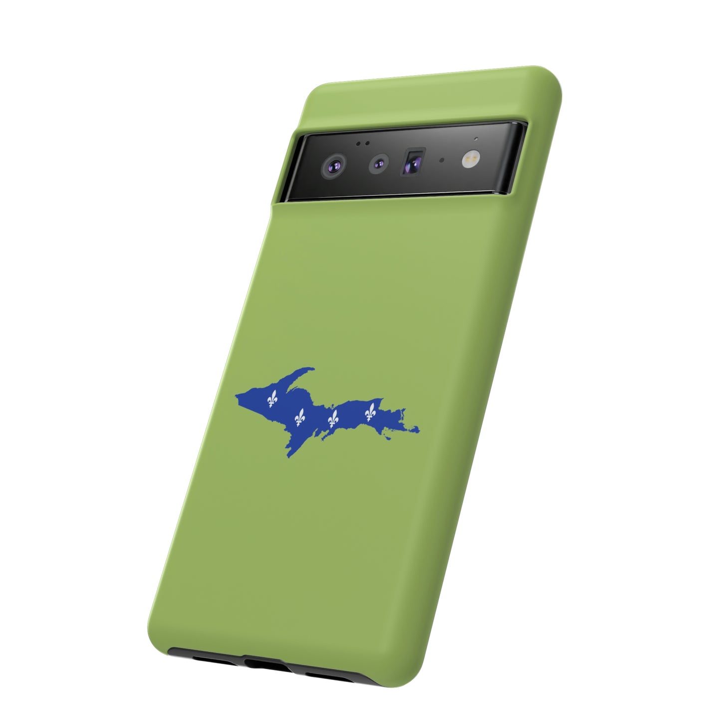 Michigan Upper Peninsula Tough Phone Case (Gooseberry Green w/ UP Quebec Flag Outline) | Samsung & Pixel Android