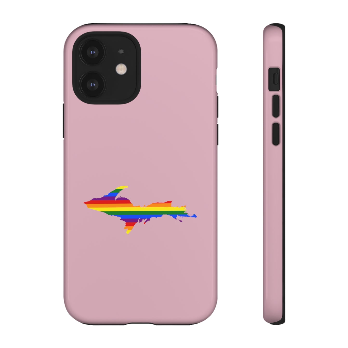 Michigan Upper Peninsula Tough Phone Case (Pink w/ UP Pride Flag Outline) | Apple iPhone