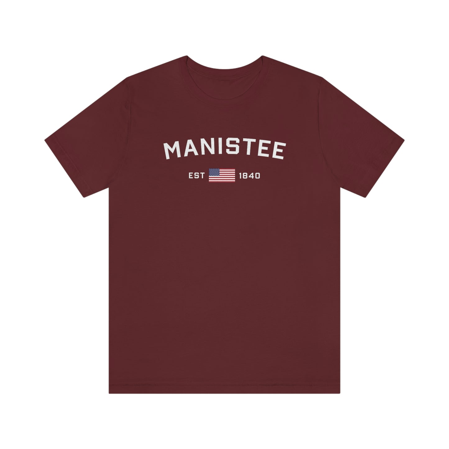 'Manistee EST 1840' T-Shirt (w/USA Flag Outline) | Unisex Standard Fit