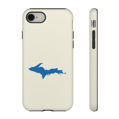 Michigan Upper Peninsula Tough Phone Case (Ivory Color w/ Azure UP Outline) | Apple iPhone