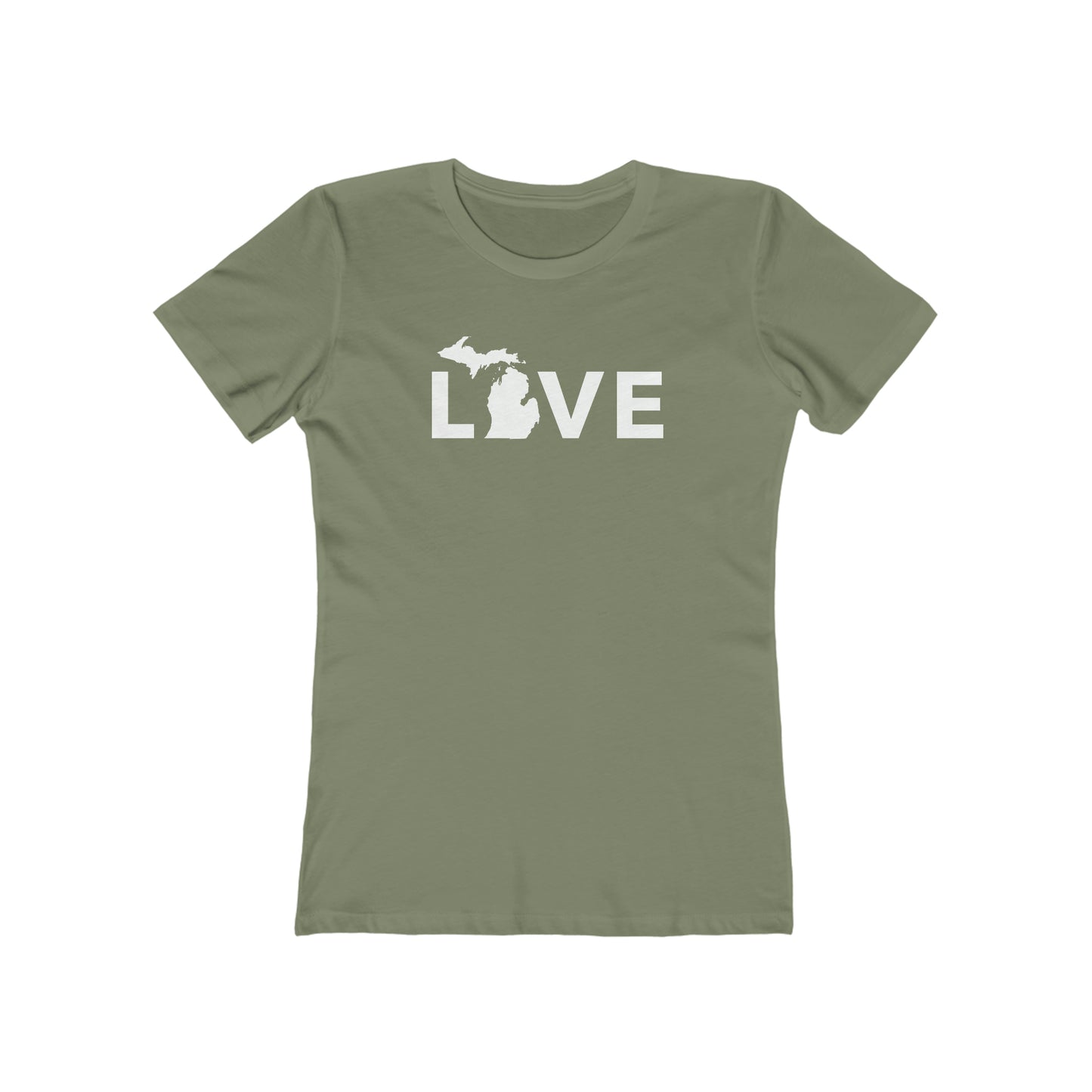 Michigan 'Love' T-Shirt (Geometric Sans Font) | Women's Boyfriend Cut