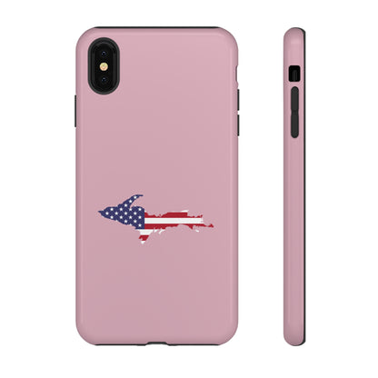 Michigan Upper Peninsula Tough Phone Case (Pink w/ UP USA Flag Outline) | Apple iPhone