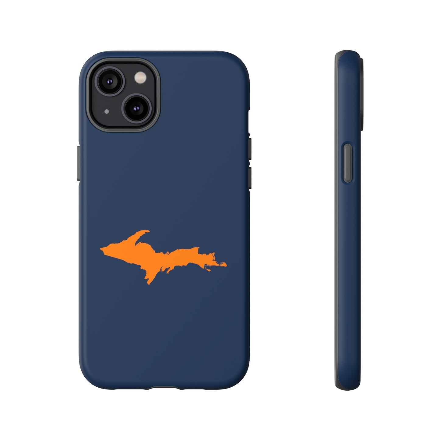 Michigan Upper Peninsula Tough Phone Case (Navy w/ Orange UP Outline) | Apple iPhone