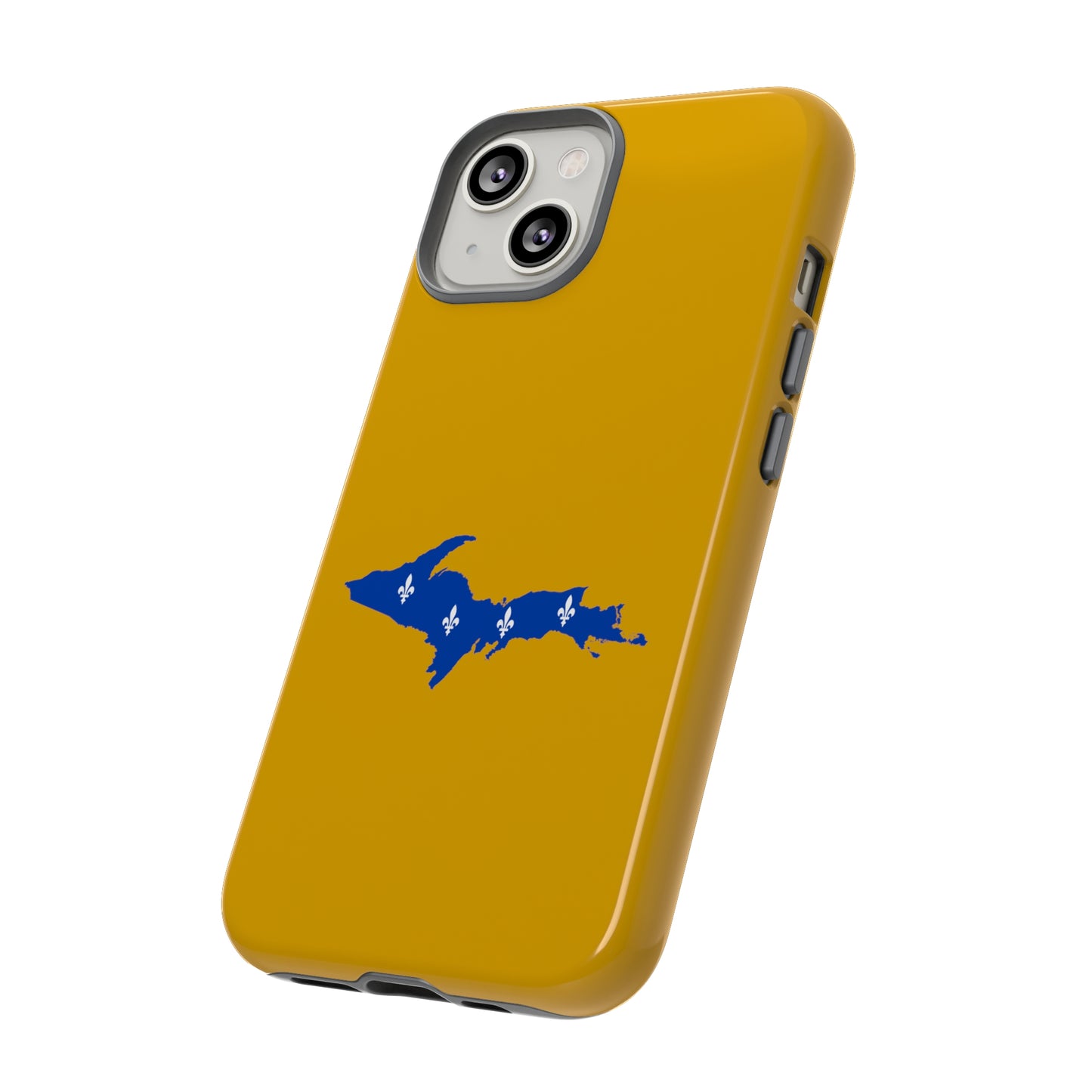 Michigan Upper Peninsula Tough Phone Case (Gold w/ UP Quebec Flag Outline) | Apple iPhone