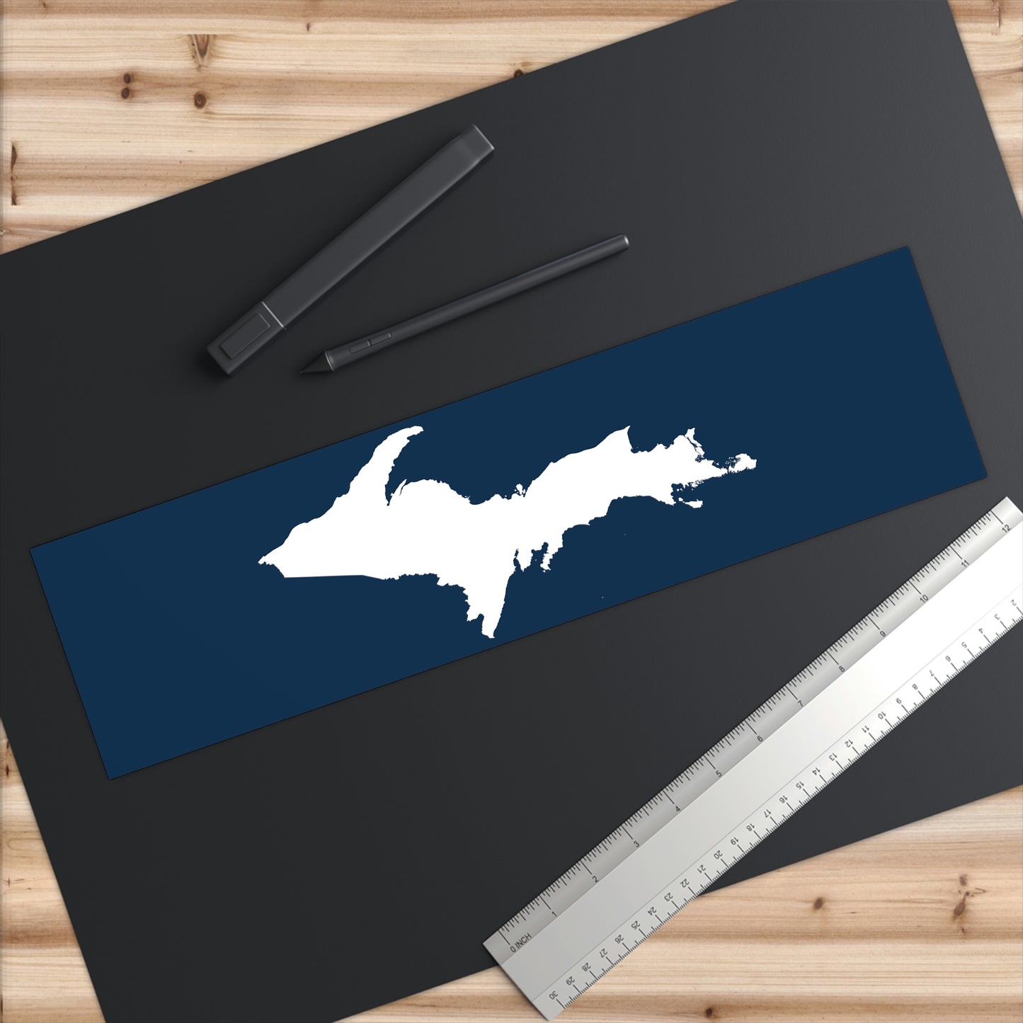 Michigan Upper Peninsula Bumper Sticker (w/ UP Outline) | Navy Background