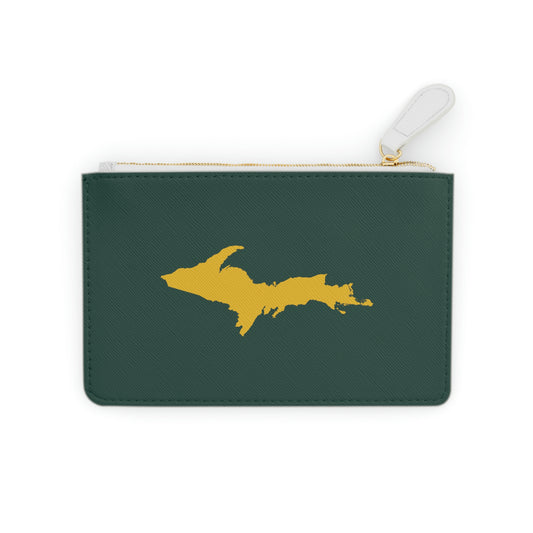 Michigan Upper Peninsula Mini Clutch Bag (Green w/ Gold UP Outline)