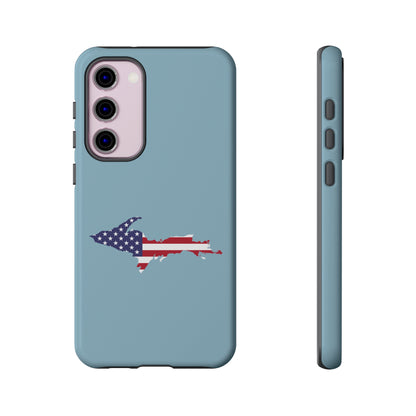 Michigan Upper Peninsula Tough Phone Case (Opal Blue w/ UP USA Flag Outline) | Samsung & Pixel Android