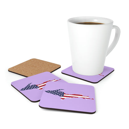 Michigan Upper Peninsula Coaster Set (Lavender w/ UP USA Flag Outline) | Corkwood - 4 pack