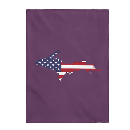 Michigan Upper Peninsula Plush Blanket (w/ UP USA Flag Outline) | Plum