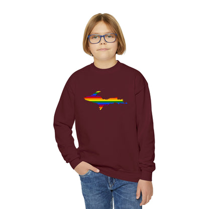 Michigan Upper Peninsula Youth Sweatshirt (w/ UP Pride Flag Outline)