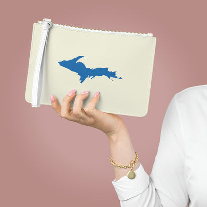 Michigan Upper Peninsula Clutch Bag (Ivory White w/ Azure UP Outline)