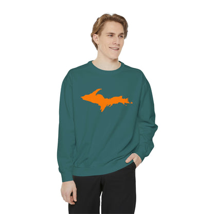 Michigan Upper Peninsula Sweatshirt (w/ Orange UP Outline) | Unisex Garment Dyed