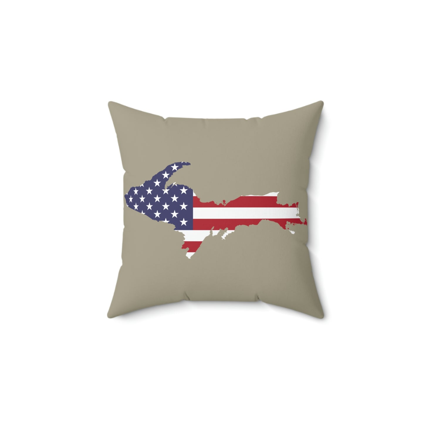 Michigan Upper Peninsula Accent Pillow (w/ UP USA Flag Outline) | Petoskey Stone Beige