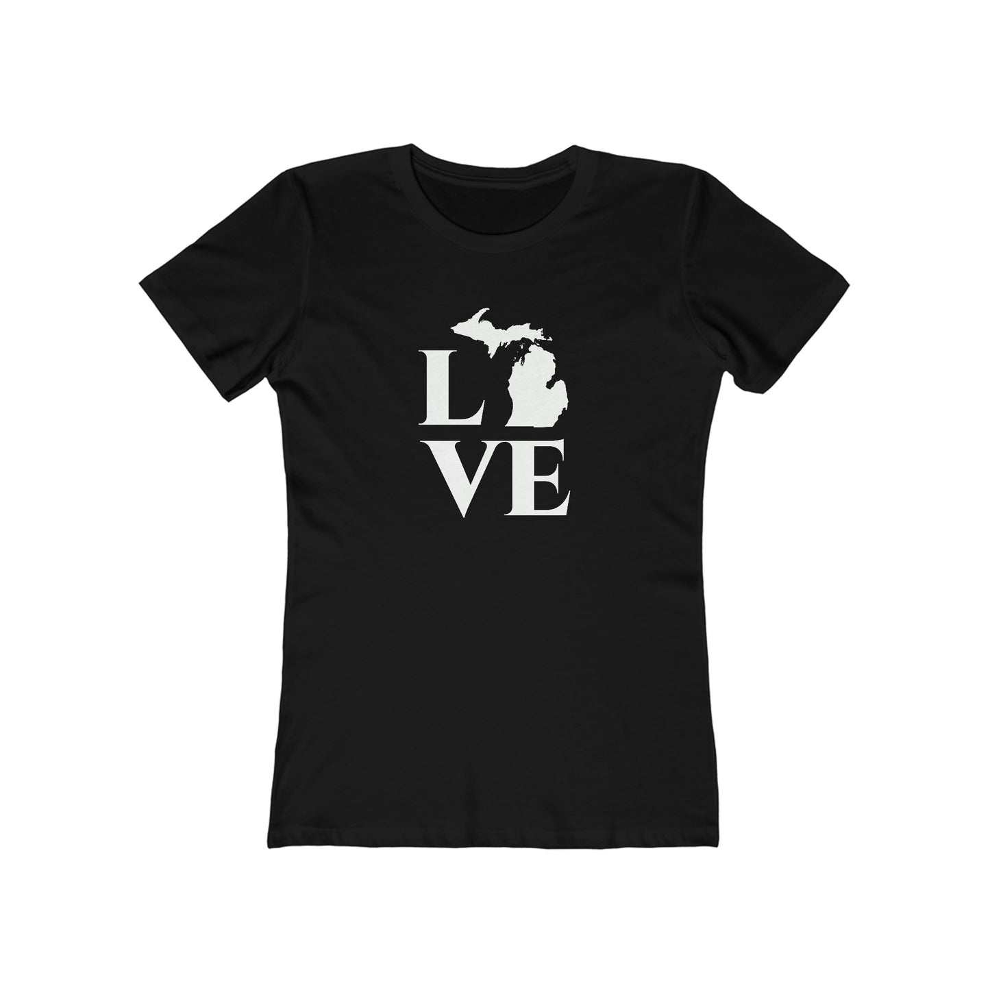 Michigan 'Love' T-Shirt (Roman Serif Font) | Women's Boyfriend Cut