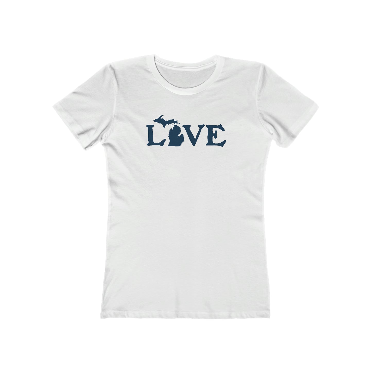 Michigan 'Love' T-Shirt (Woodcut Font) | Women's Boyfriend Cut