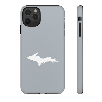 Michigan Upper Peninsula Tough Phone Case (Silver w/ UP Outline) | Apple iPhone