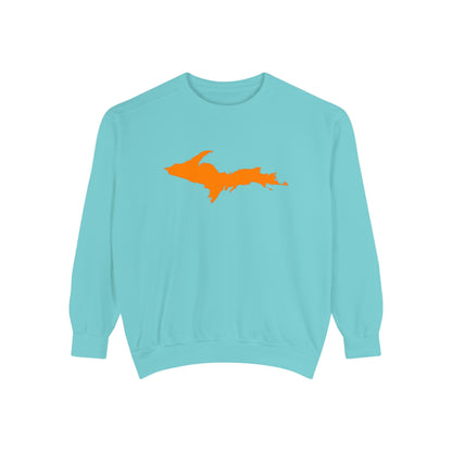 Michigan Upper Peninsula Sweatshirt (w/ Orange UP Outline) | Unisex Garment Dyed