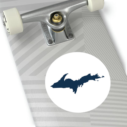 Michigan Upper Peninsula Round Stickers (w/ Navy UP Outline) | Indoor\Outdoor