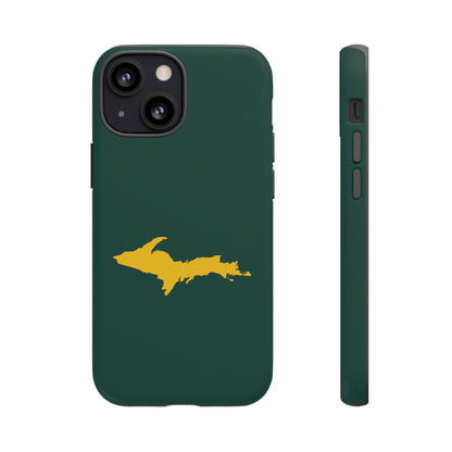 Michigan Upper Peninsula Tough Phone Case (Green w/ Gold UP Outline) | Apple iPhone