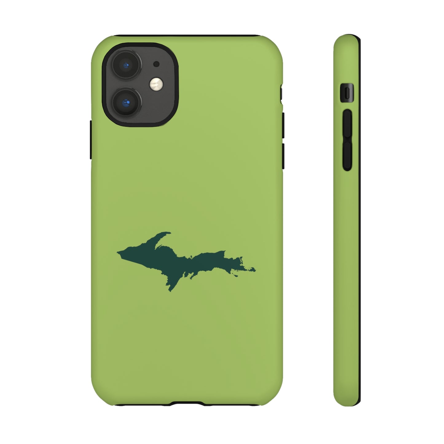 Michigan Upper Peninsula Tough Phone Case (Gooseberry Green w/ Green UP Outline) | Apple iPhone