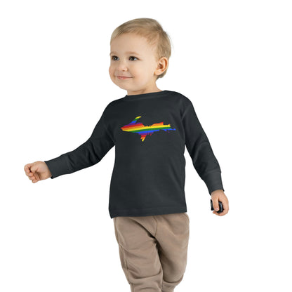 Michigan Upper Peninsula T-Shirt (w/ UP Pride Flag Outline) | Toddler Long Sleeve