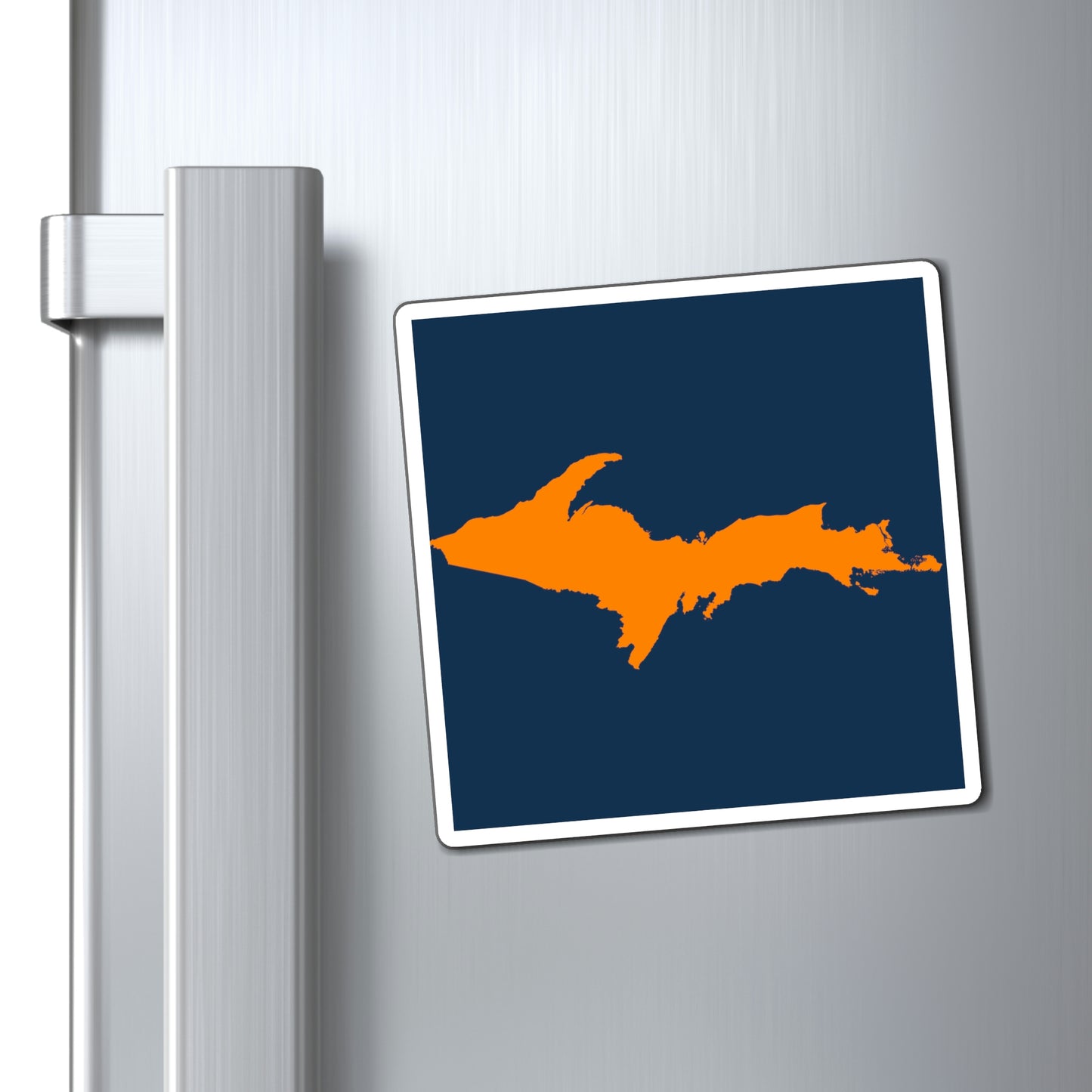 Michigan Upper Peninsula Square Magnet (Navy w/ Orange UP Outline)