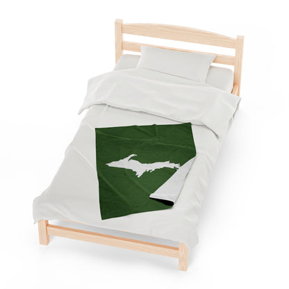 Michigan Upper Peninsula Plush Blanket (w/ UP Outline) | Pine Green