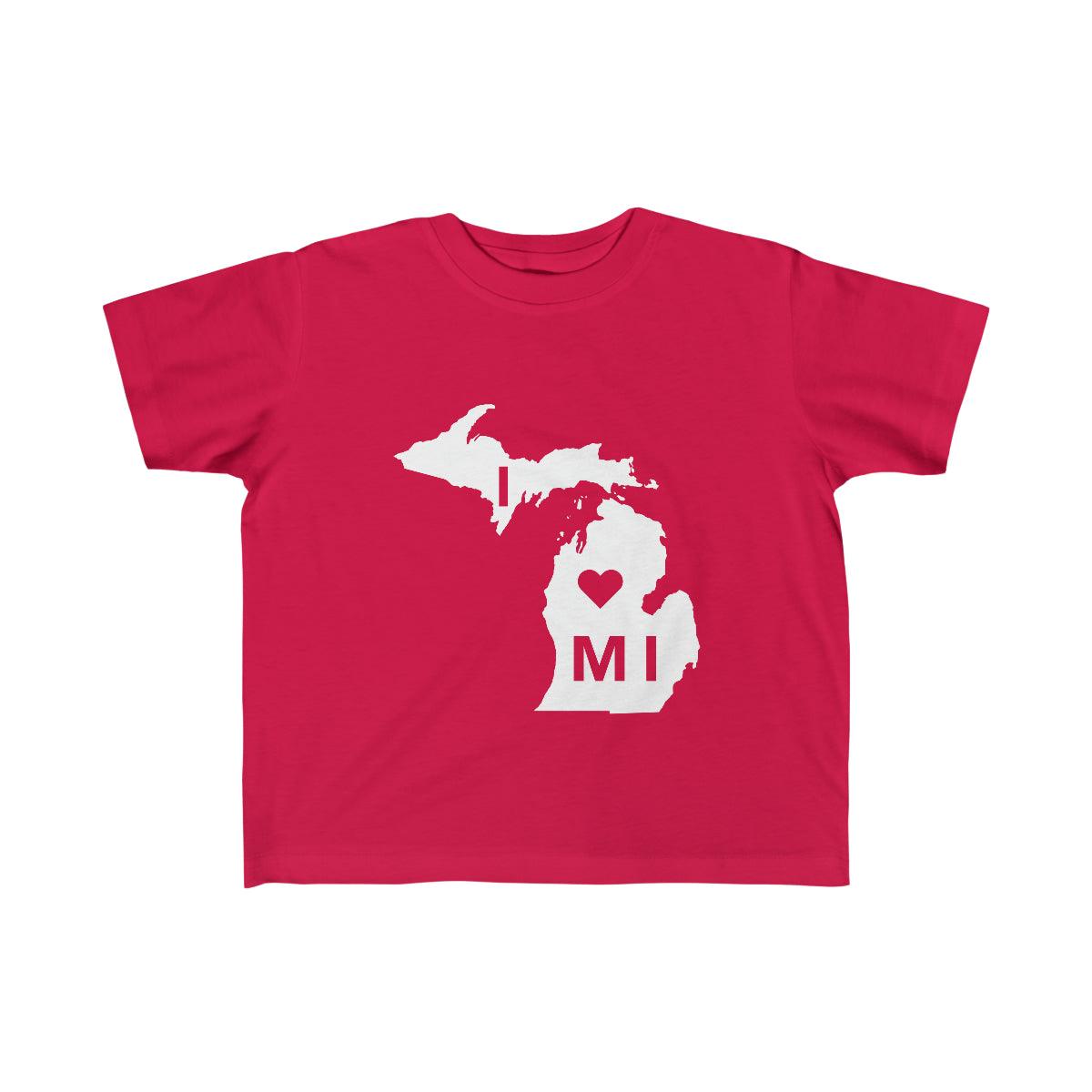 'I ♡ MI' T-Shirt  (w/ Michigan Outline) | Toddler Short Sleeve - Circumspice Michigan