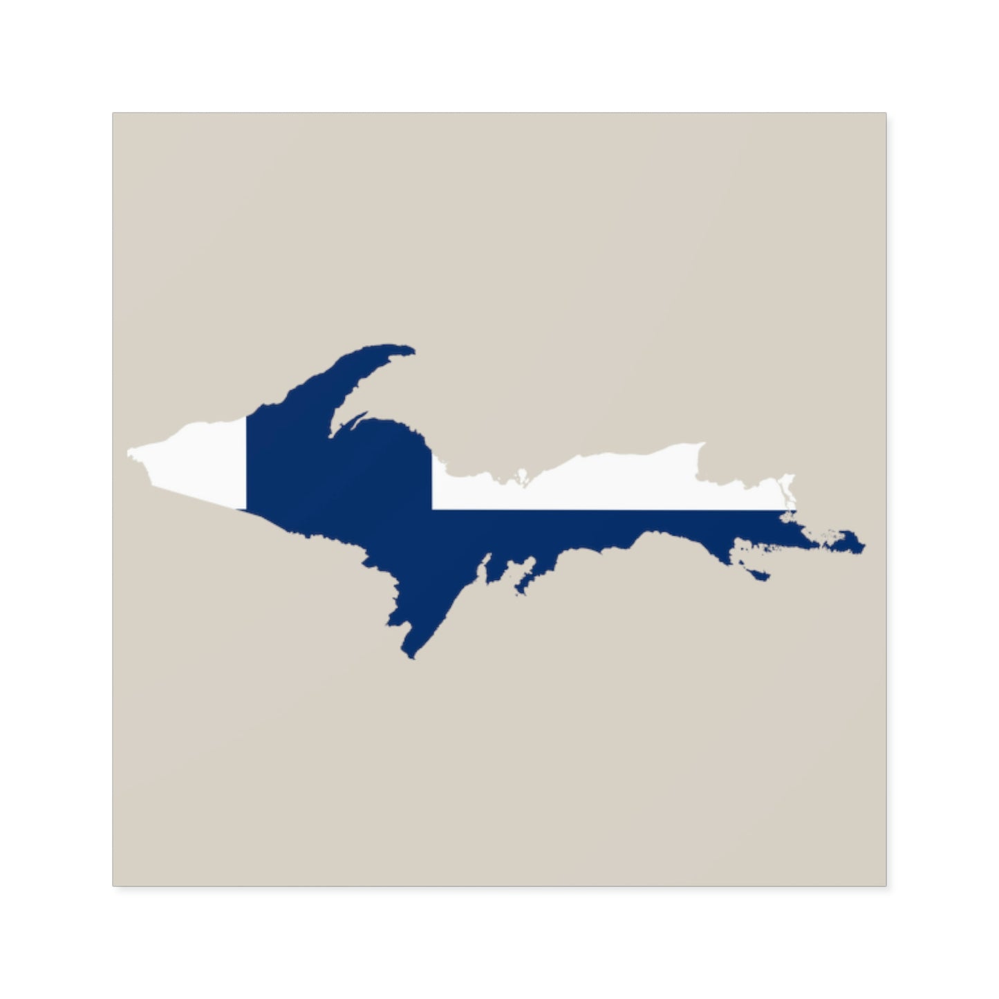 Michigan Upper Peninsula Square Sticker (Canvas Color w/ UP Finland Flag Outline) | Indoor/Outdoor