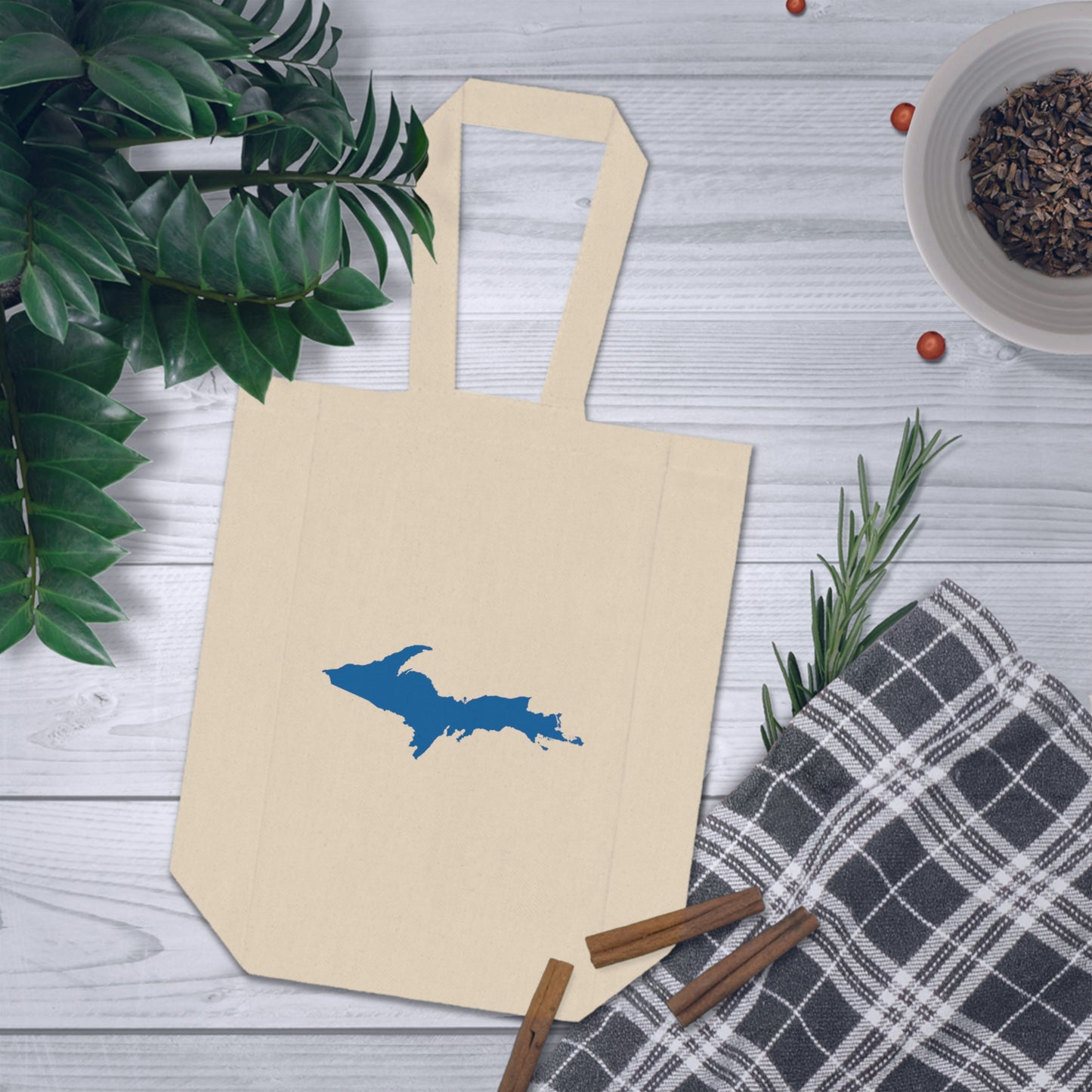 Michigan Upper Peninsula Double Wine Tote Bag (w/ Azure UP Outline)