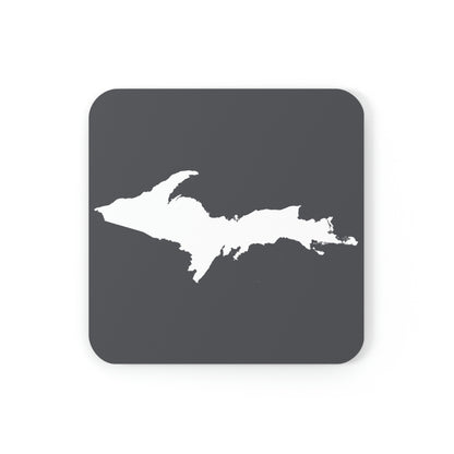 Michigan Upper Peninsula Coaster Set (Iron ore Grey w/ UP Outline) | Corkwood - 4 pack