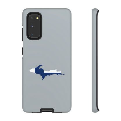 Michigan Upper Peninsula Tough Phone Case (Silver w/ UP Finland Flag Outline) | Samsung & Pixel Android