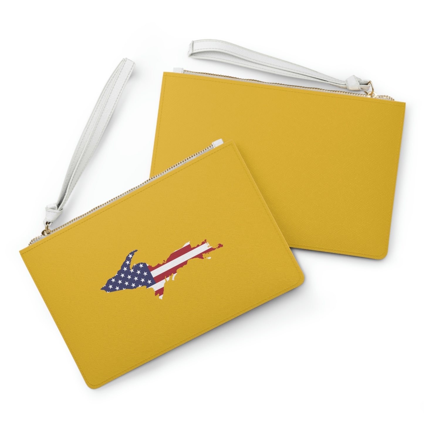 Michigan Upper Peninsula Clutch Bag (Gold w/UP USA Flag Outline)