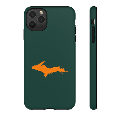 Michigan Upper Peninsula Tough Phone Case (Green w/ Orange UP Outline) | Apple iPhone