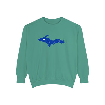 Michigan Upper Peninsula Sweatshirt (w/ UP Quebec Flag Outline) | Unisex Garment Dyed