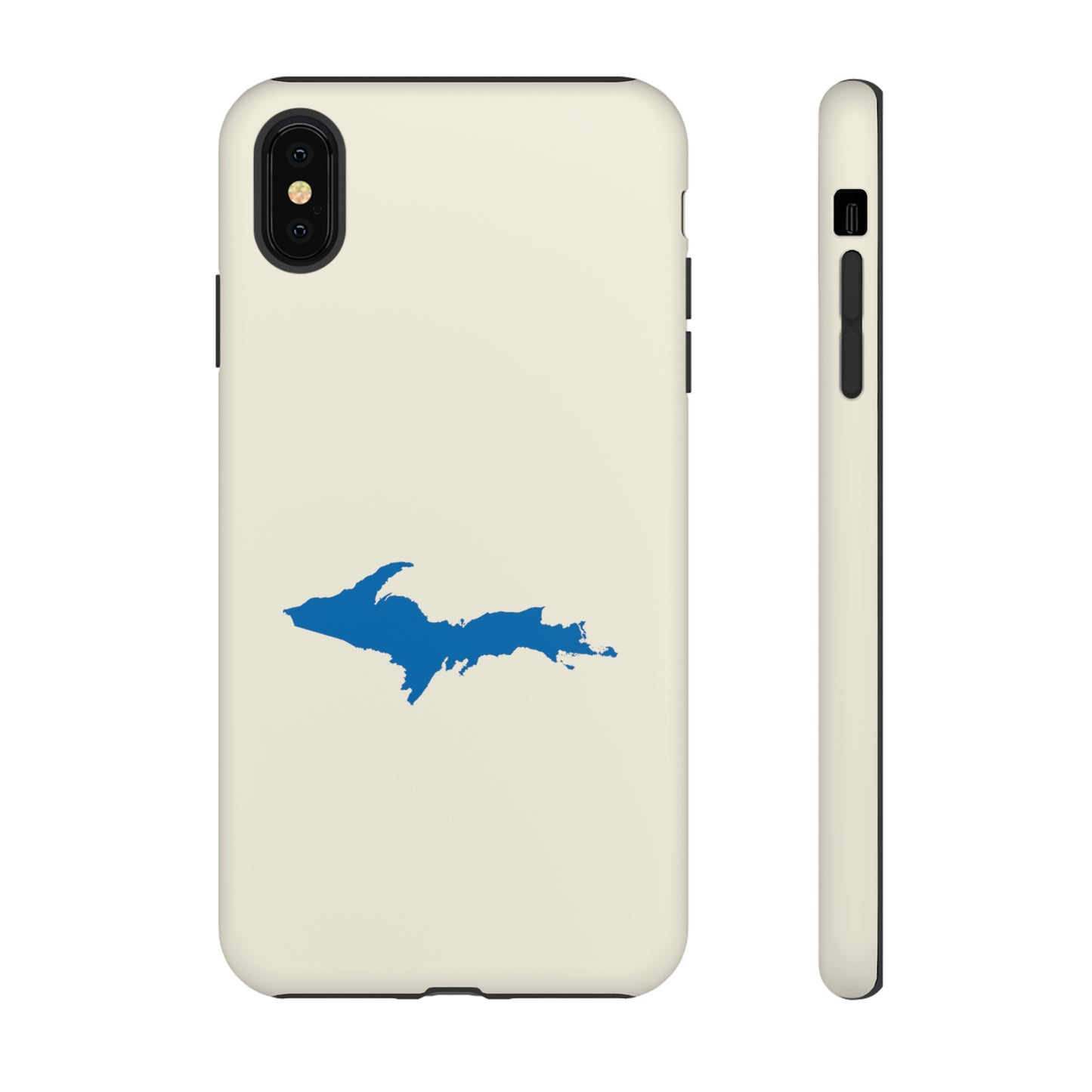 Michigan Upper Peninsula Tough Phone Case (Ivory Color w/ Azure UP Outline) | Apple iPhone