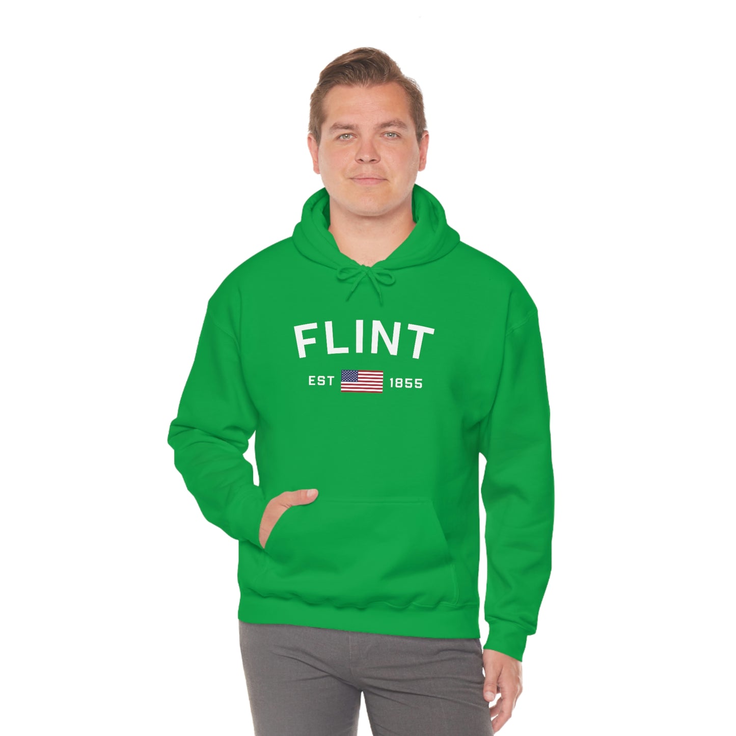 'Flint EST 1855' Hoodie (w/USA Flag Outline) | Unisex Standard