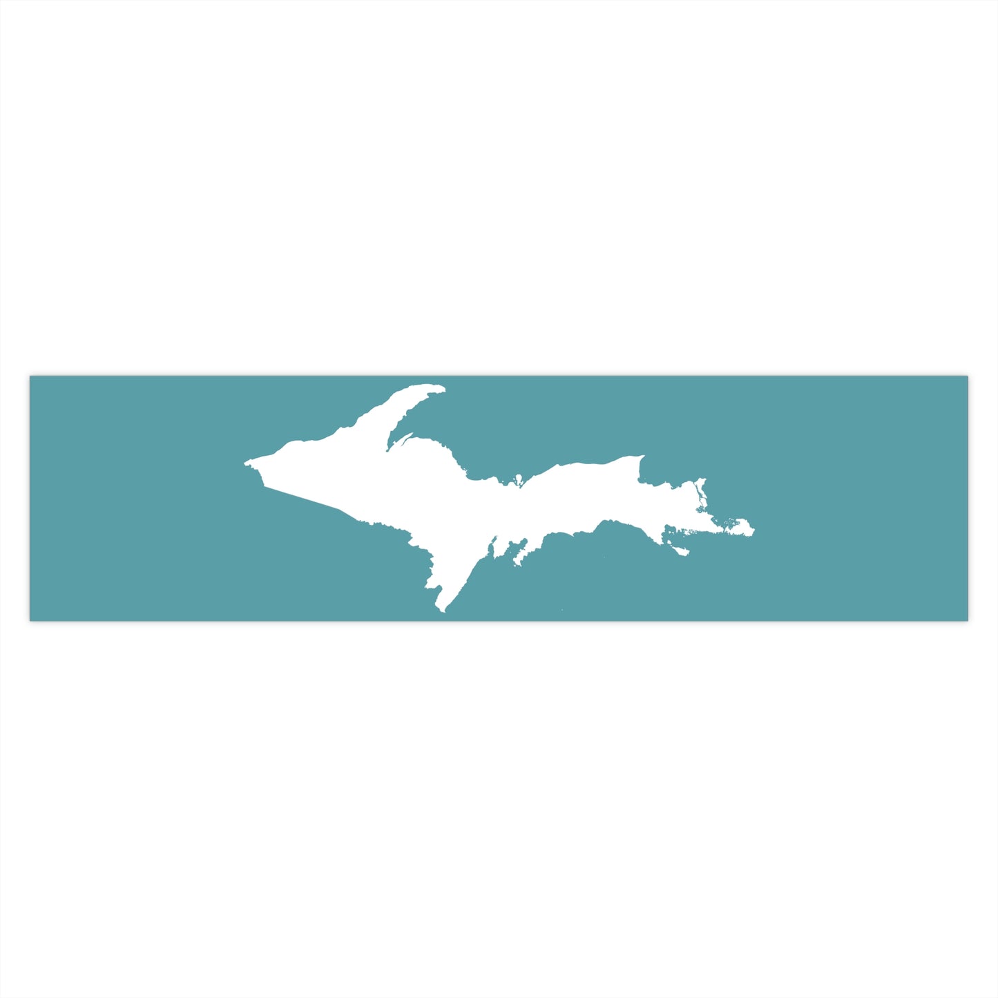 Michigan Upper Peninsula Bumper Sticker (w/ UP Outline) | Huron Blue Background