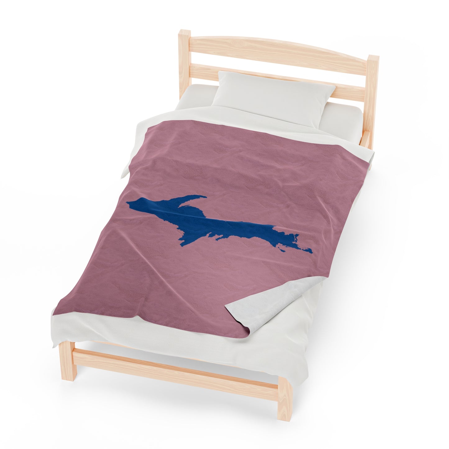 Michigan Upper Peninsula Plush Blanket (w/ Azure UP Outline) | Pink