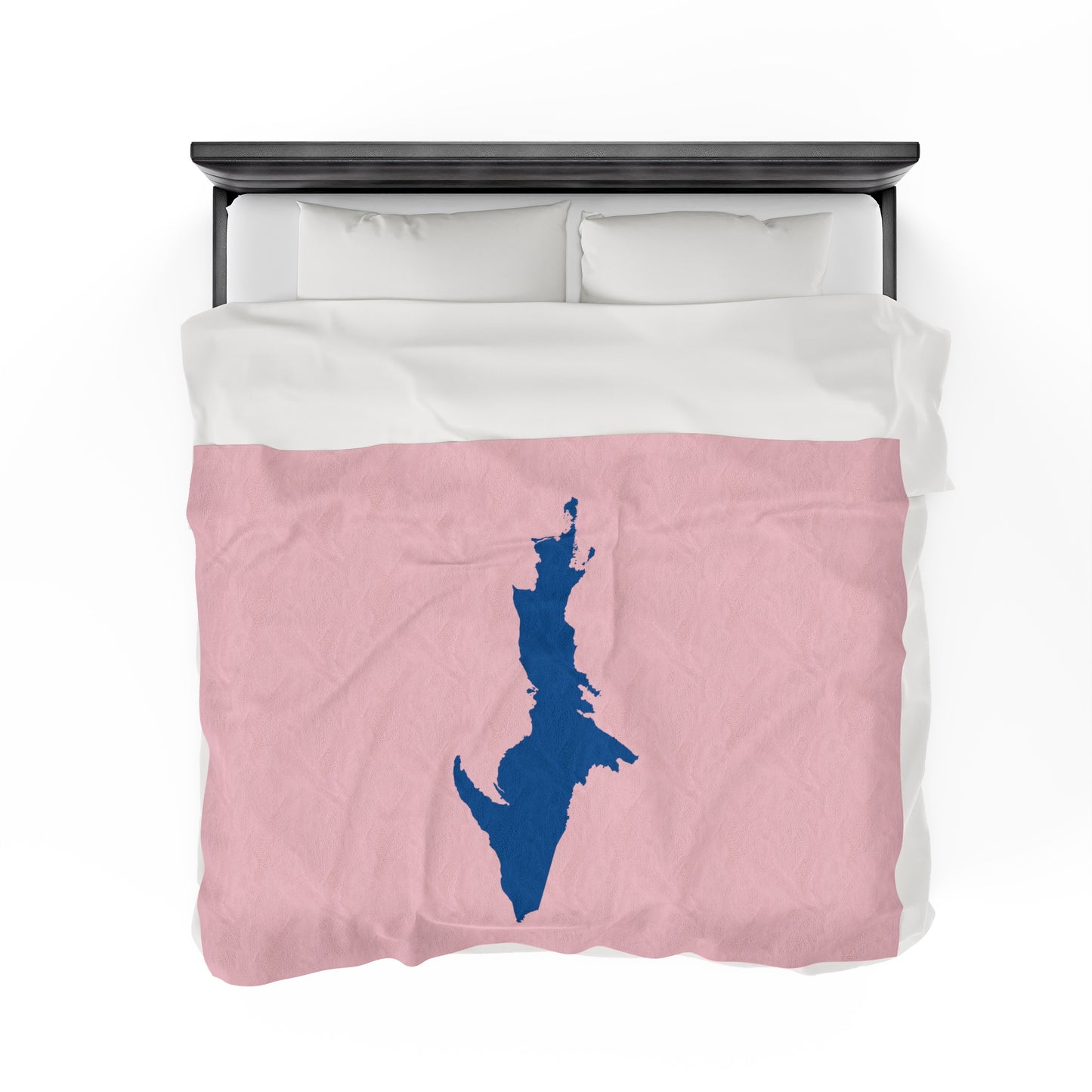 Michigan Upper Peninsula Plush Blanket (w/ Azure UP Outline) | Pale Pink