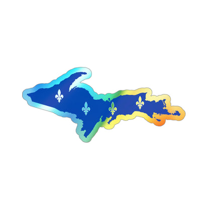 Michigan Upper Peninsula Holographic Die-Cut Sticker (w/ UP Quebec Flag Outline)